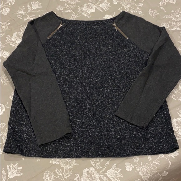 LOFT Zipper Detail Shimmer Crew EUC - Picture 9 of 12